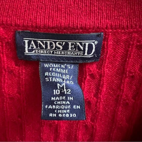 Lands' End Red V-Neck cashmere Sweater Vest M - Picture 4 of 6